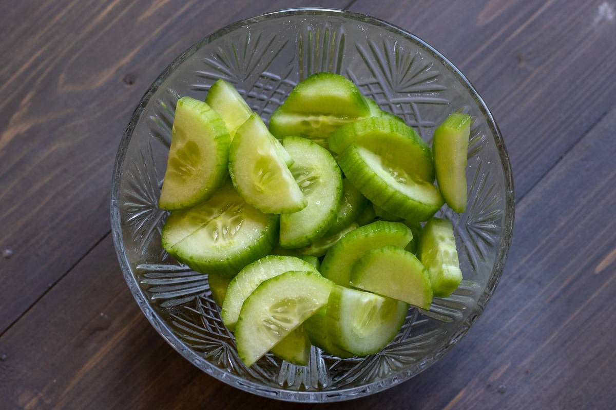 peeled and sliced cucumber