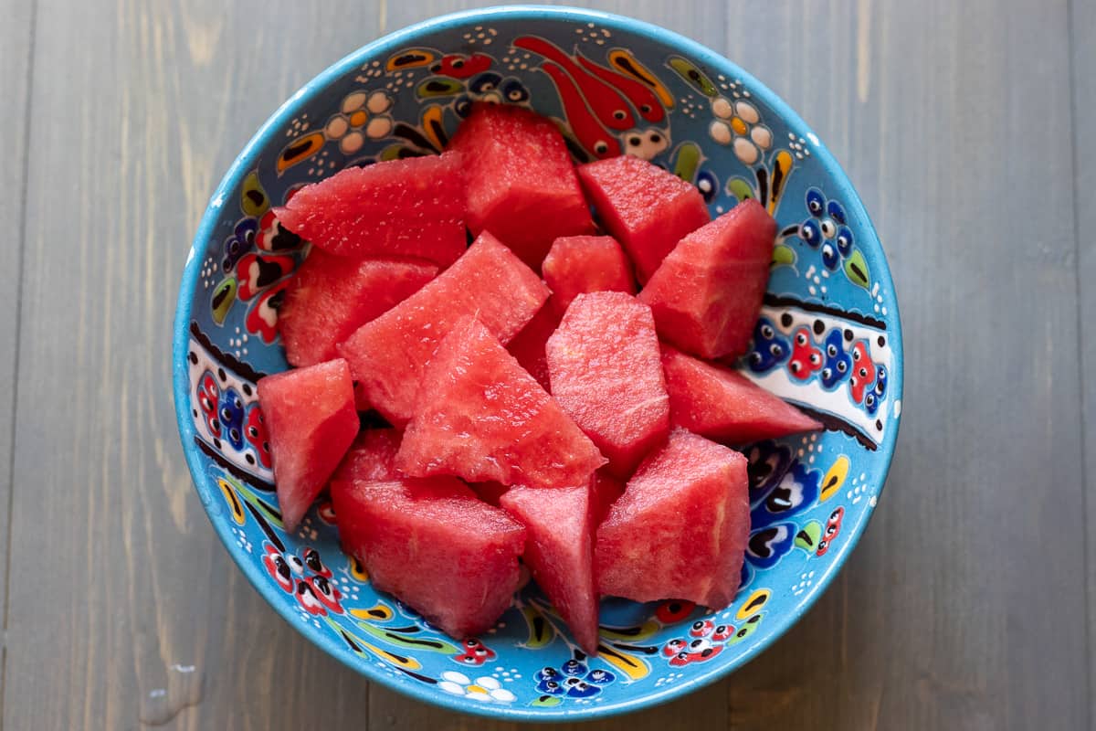 watermelon cut in chunks for salad