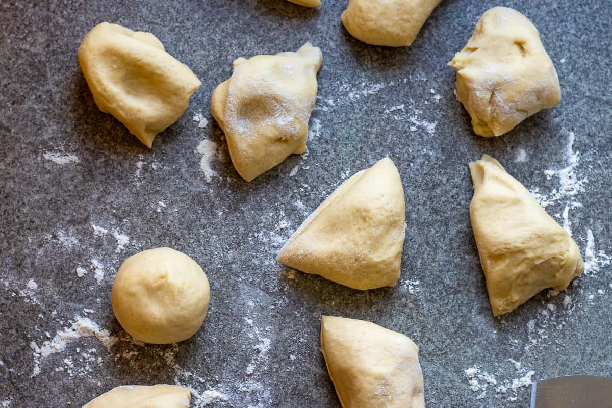 the dough has been divided into 12 pieces