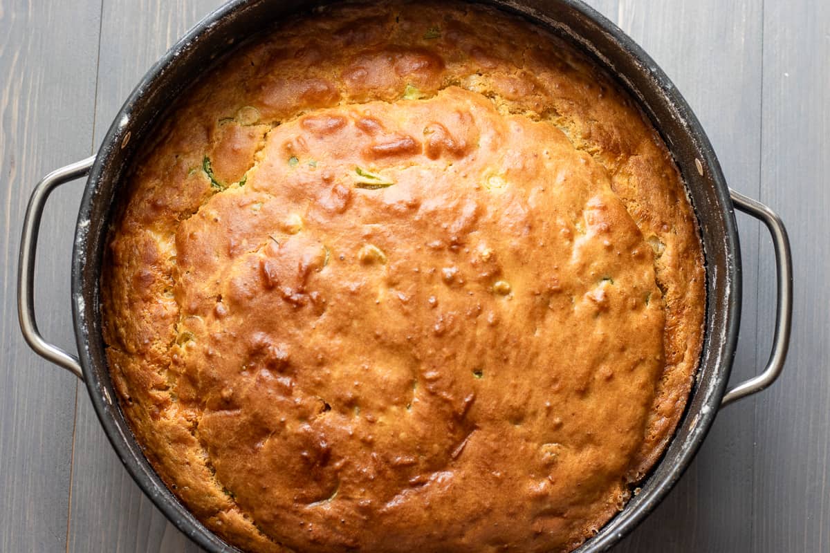 mexican cornbread is baked for 35 minutes, until golden brown