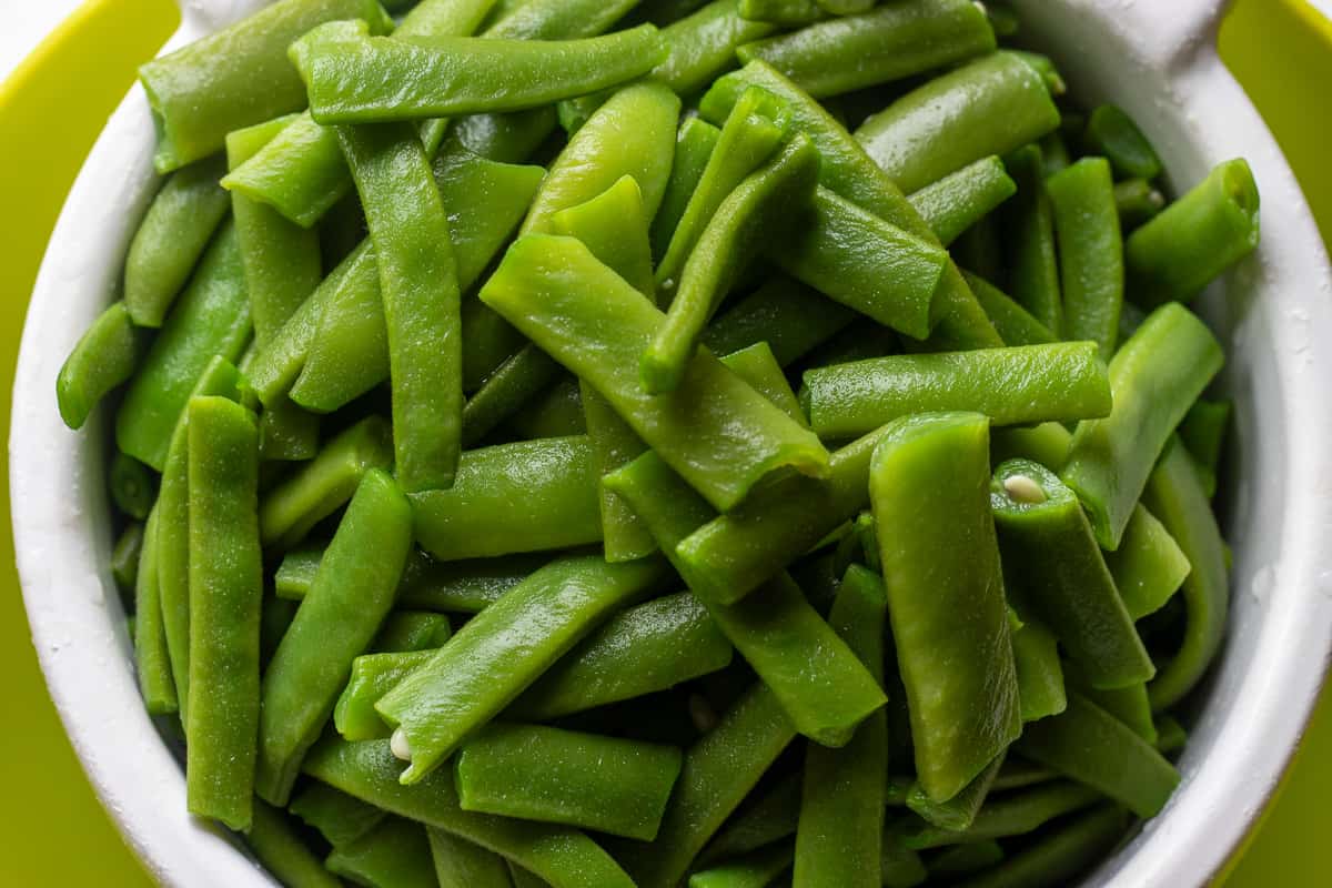 green beans are blanched for 5 minutes