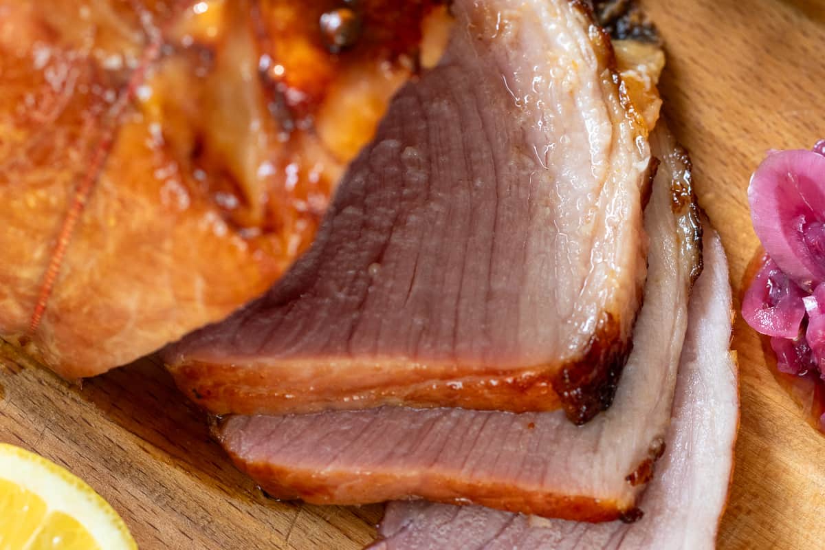 sliced honey glazed ham