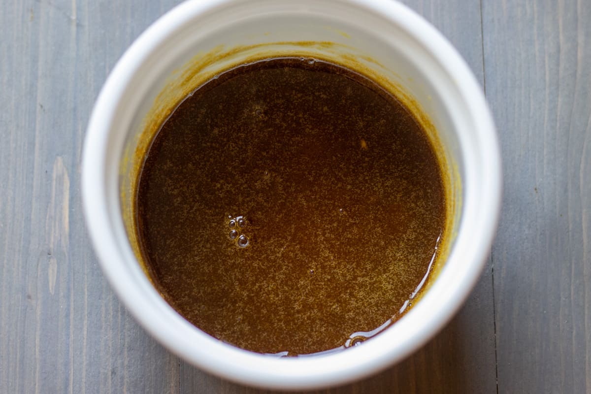 the glaze made with brown sugar, honey and mustard for baked ham