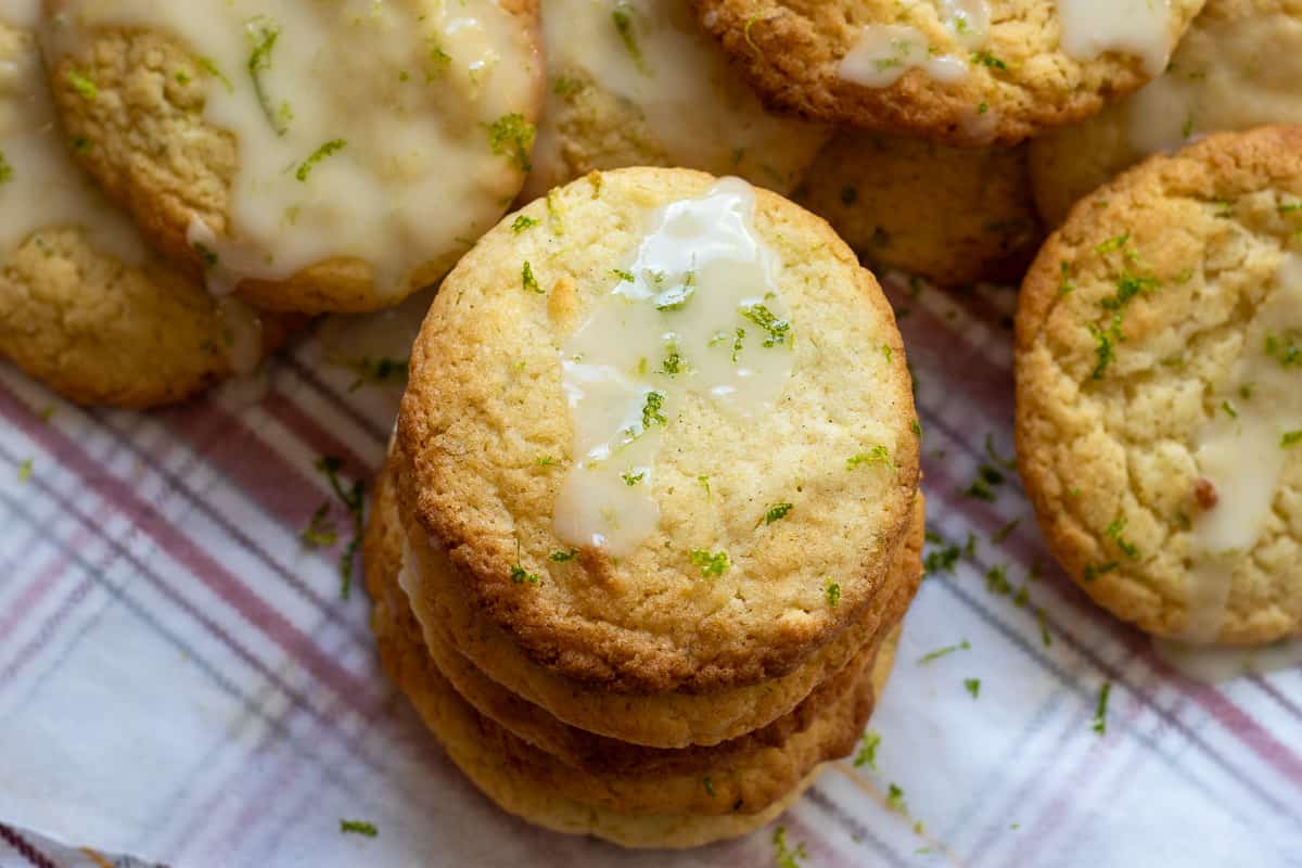overhead picture of freshly baked key lime cookies