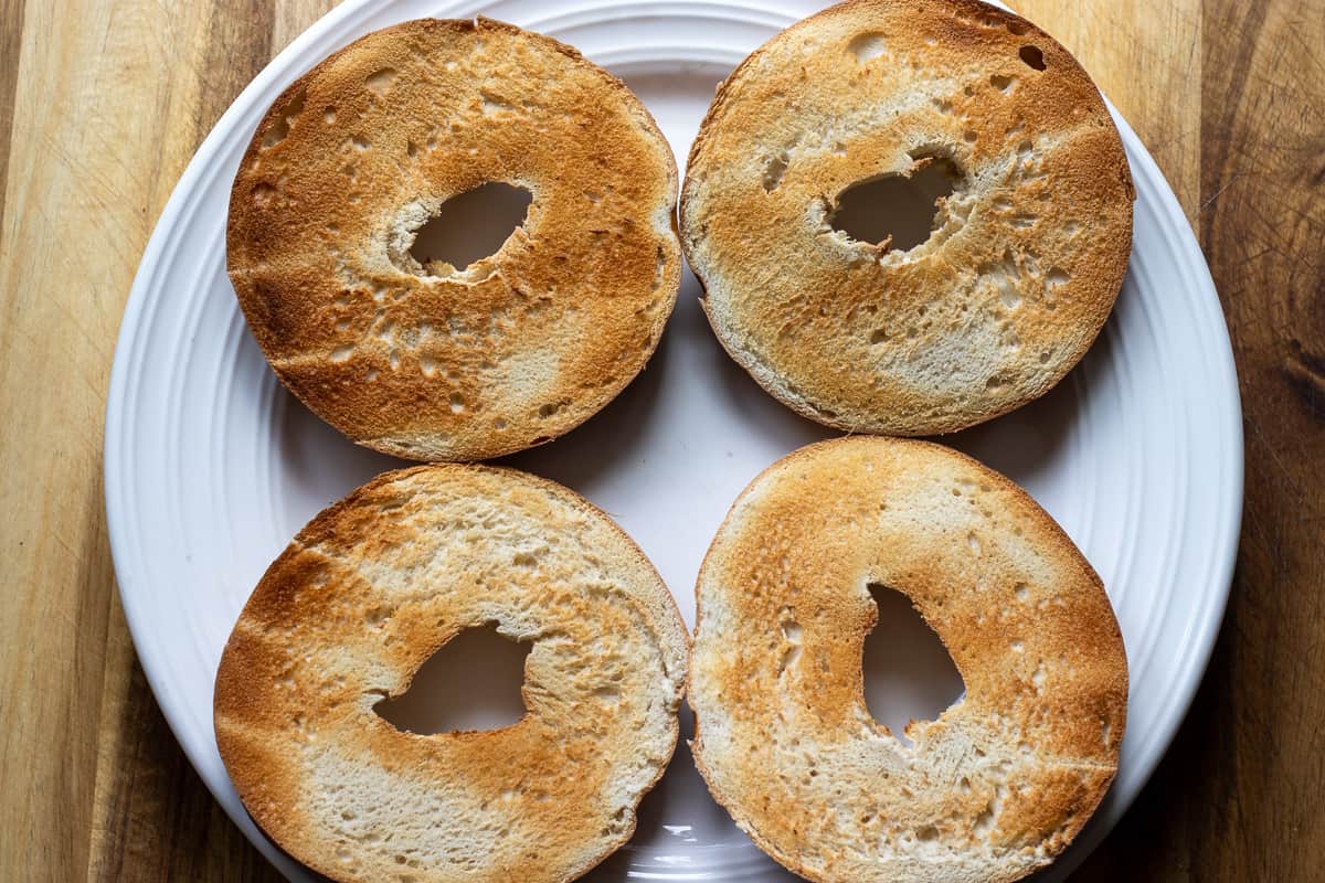 bagel halves are lightly toasted