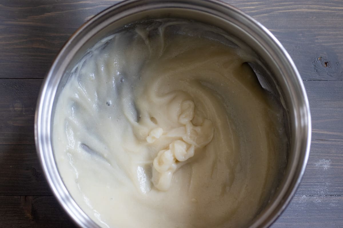 salep powder is mixed with a little cold milk in a saucepan