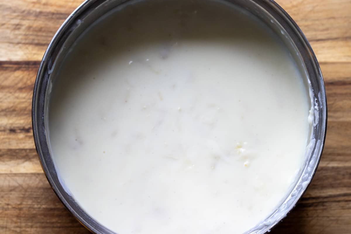 the custard is mixed with chicken breast