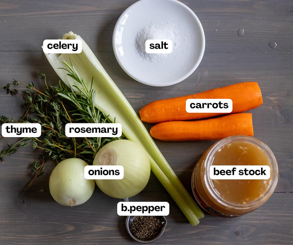 Labelled ingredients for the recipe.