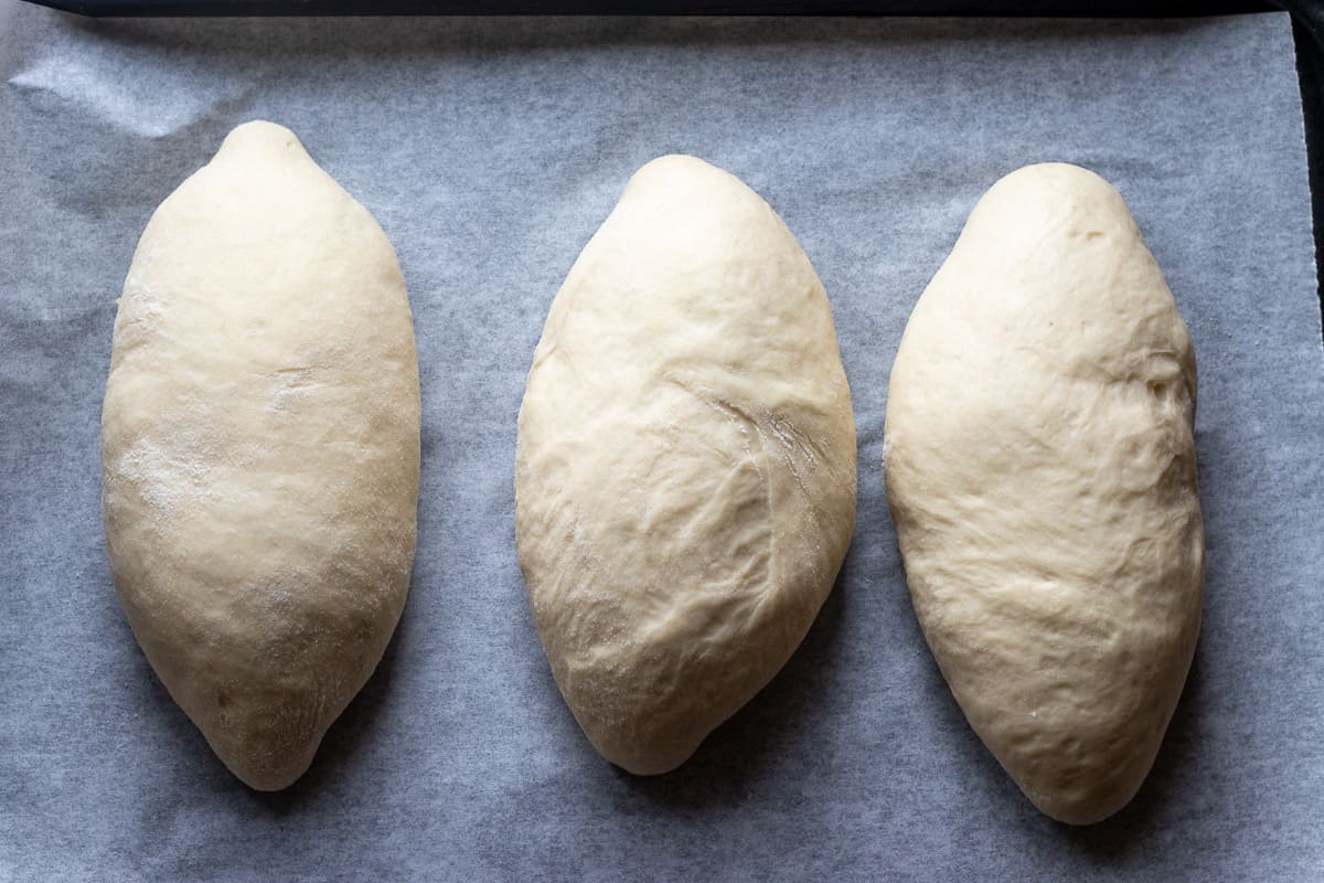 3 pieces of bouillon bread after the second rise
