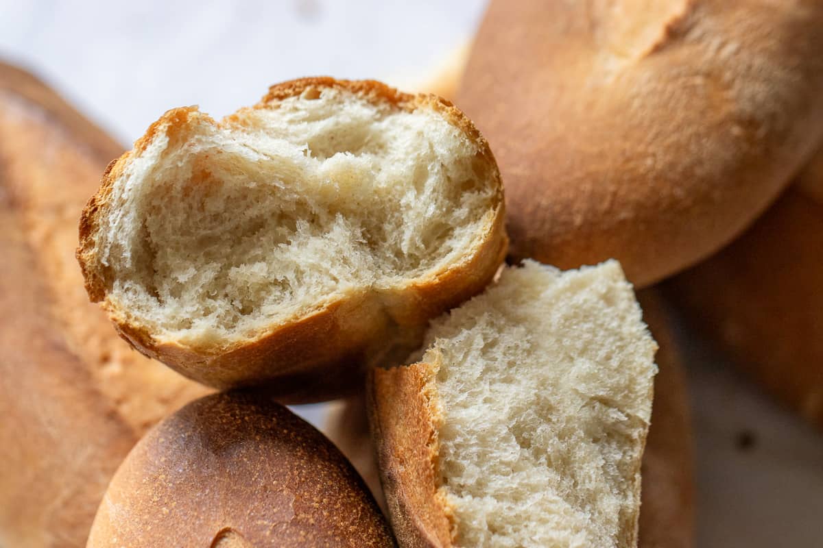 bolillo bread teared apart