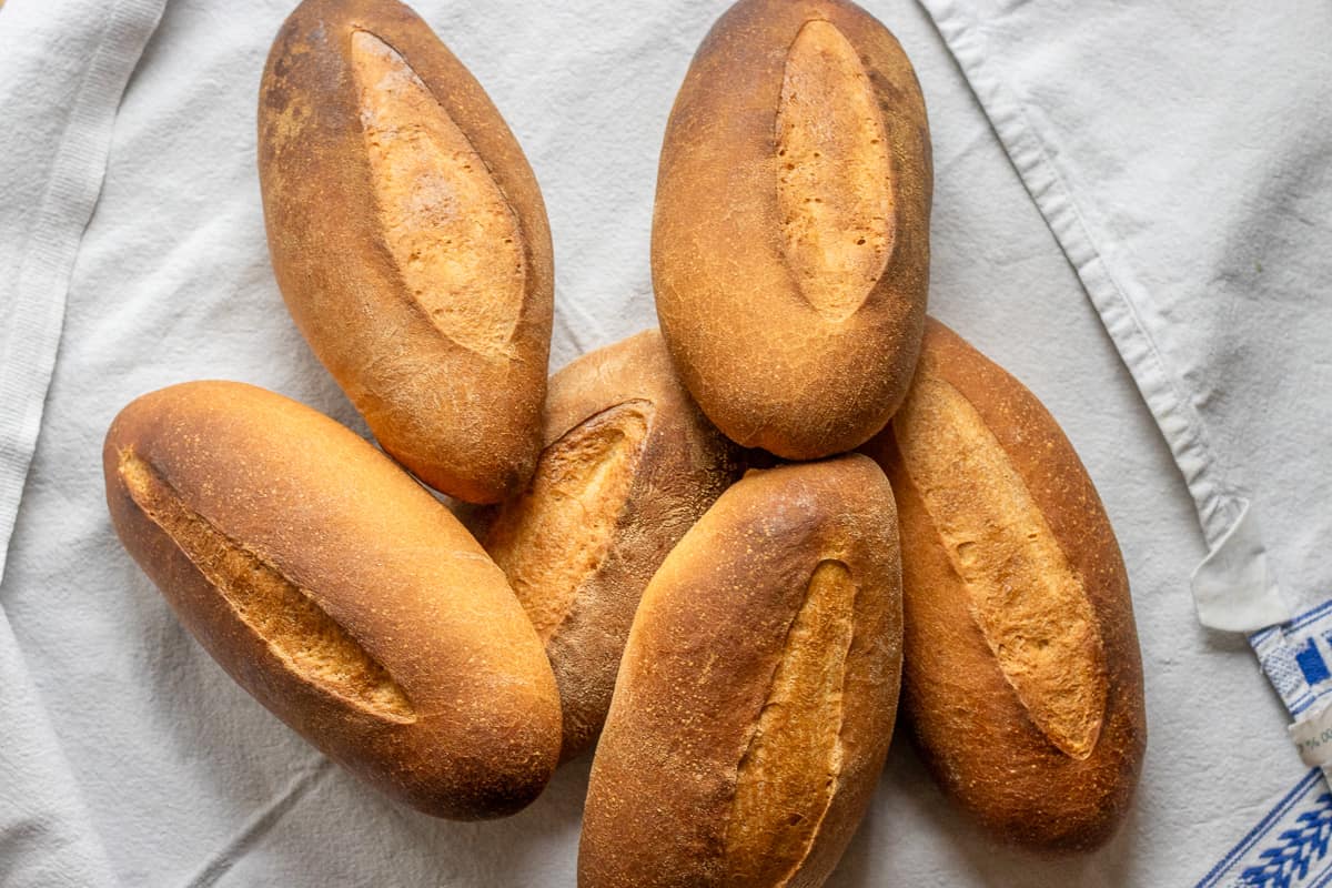 6 pieces of Mexican bolillo bread rolls