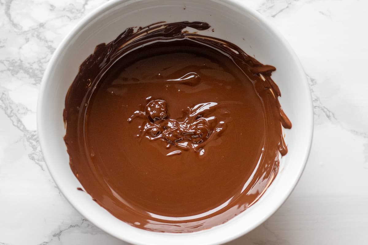Melted chocolate in a bowl.