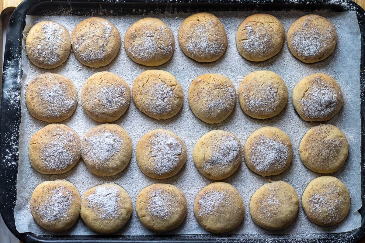 walnut cookies are baked until lightly browned