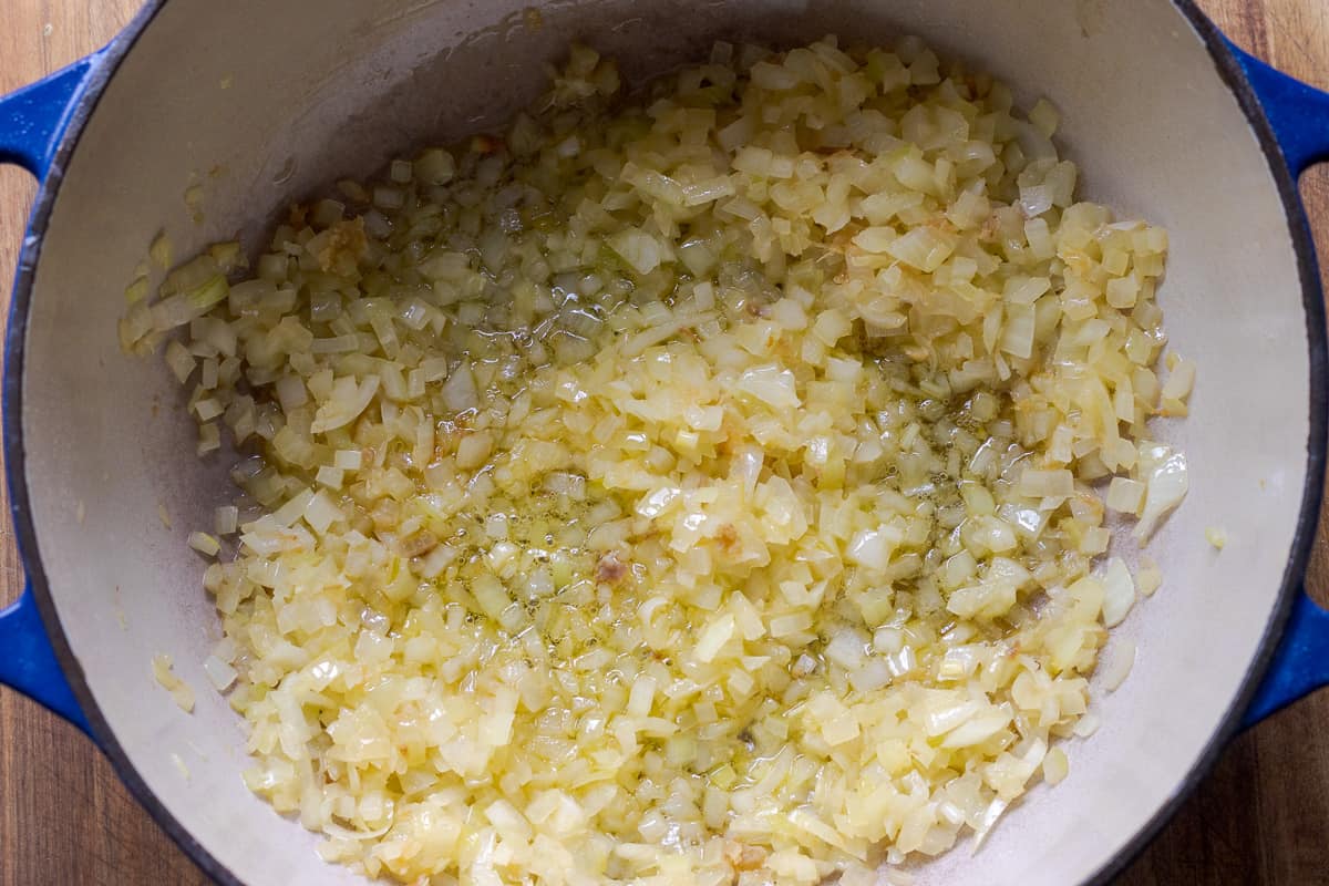 onions are sautéed until lightly browned