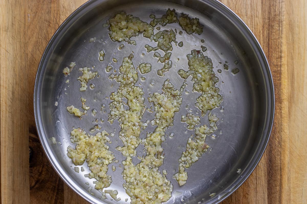 sautéing shallots and garlic with olive oil