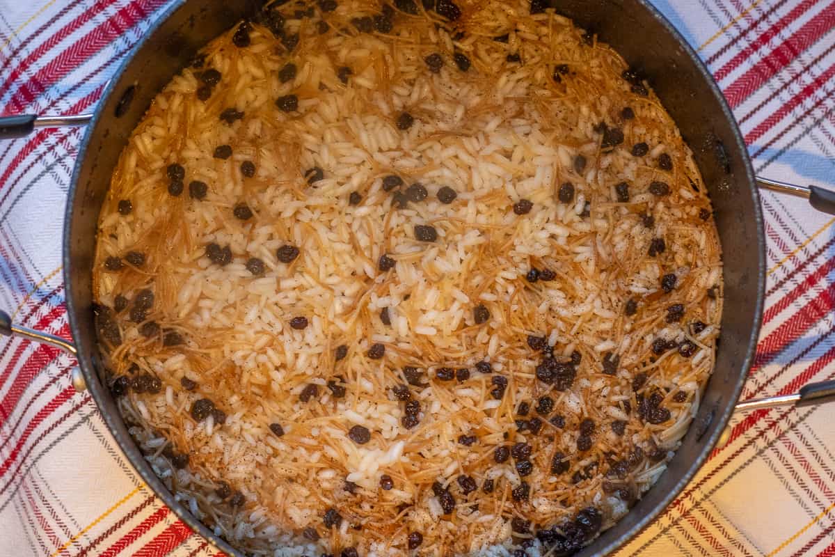 rice is cooked until soft and fluffy