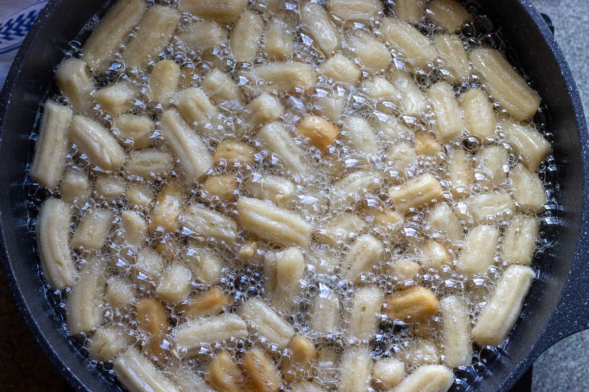 tulumba dessert started browning