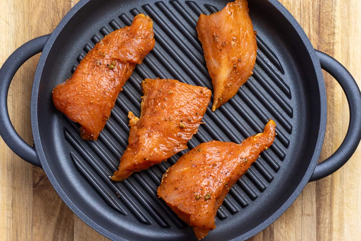turkey tenderloins on a skillet