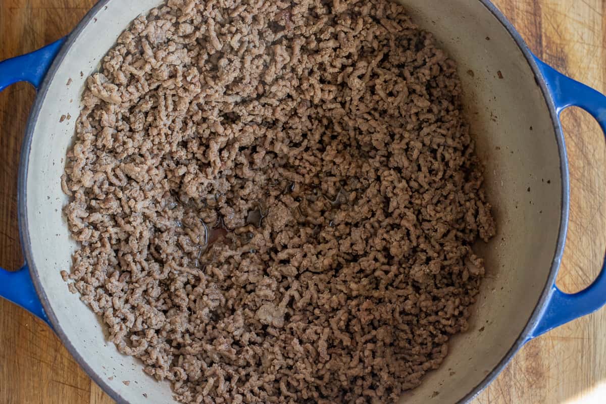 browning the meat in a dutch oven