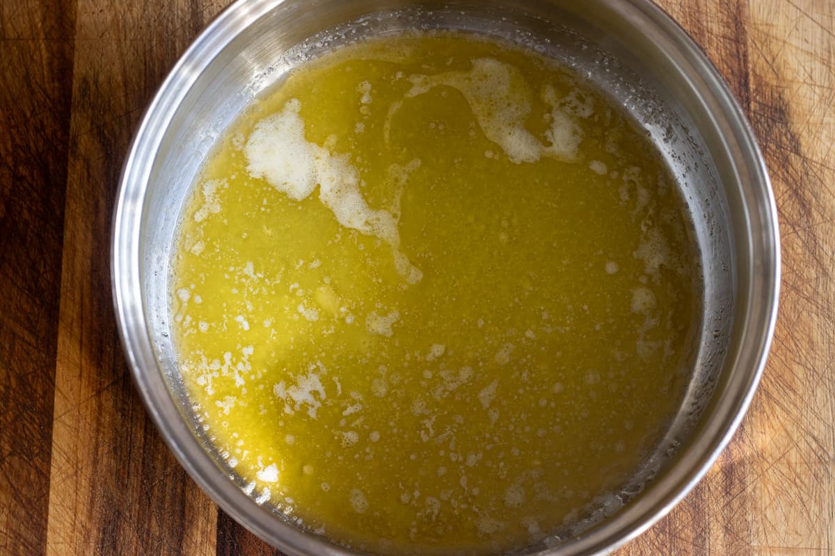 butter is melted in a pan for making béchamel sauce