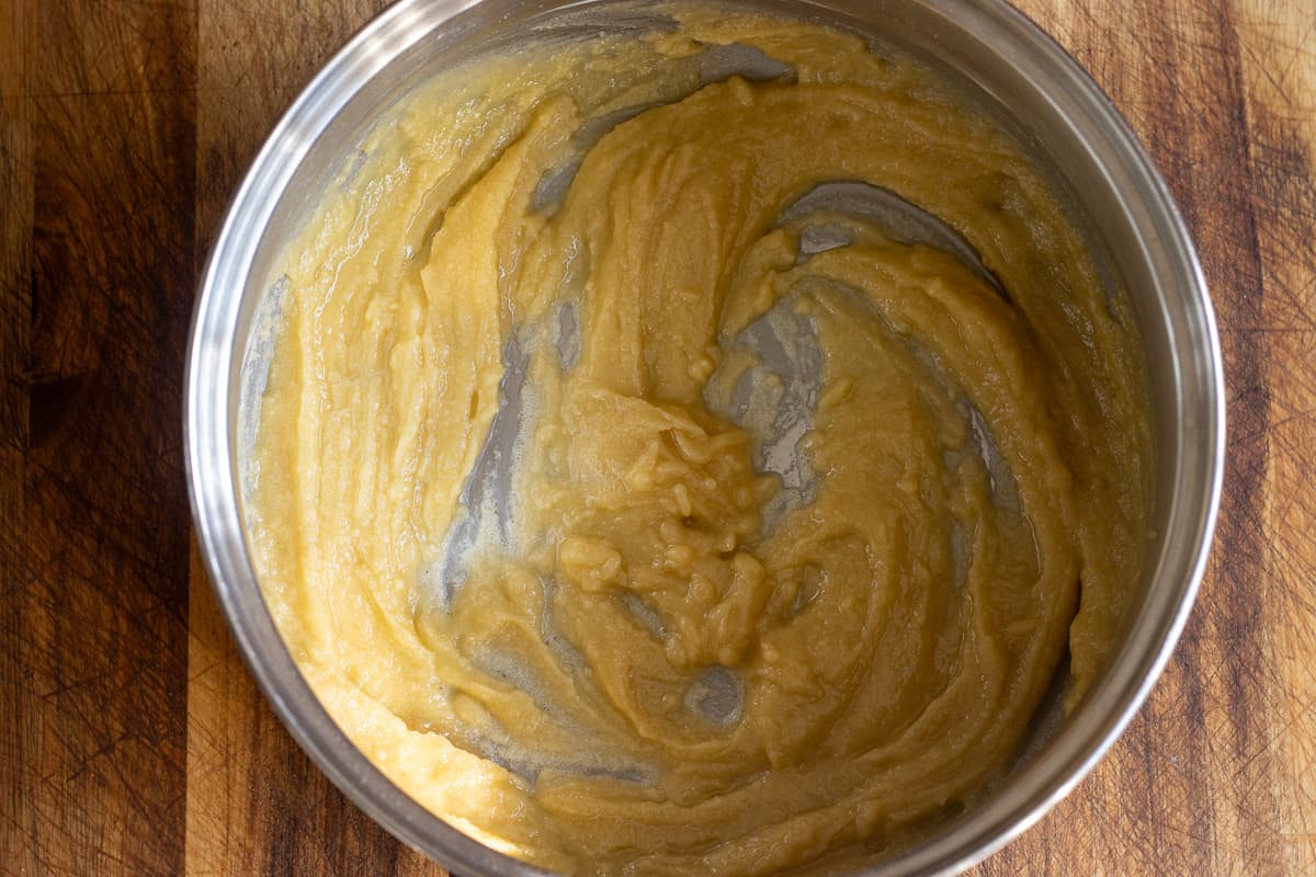 the flour is added to melted butter