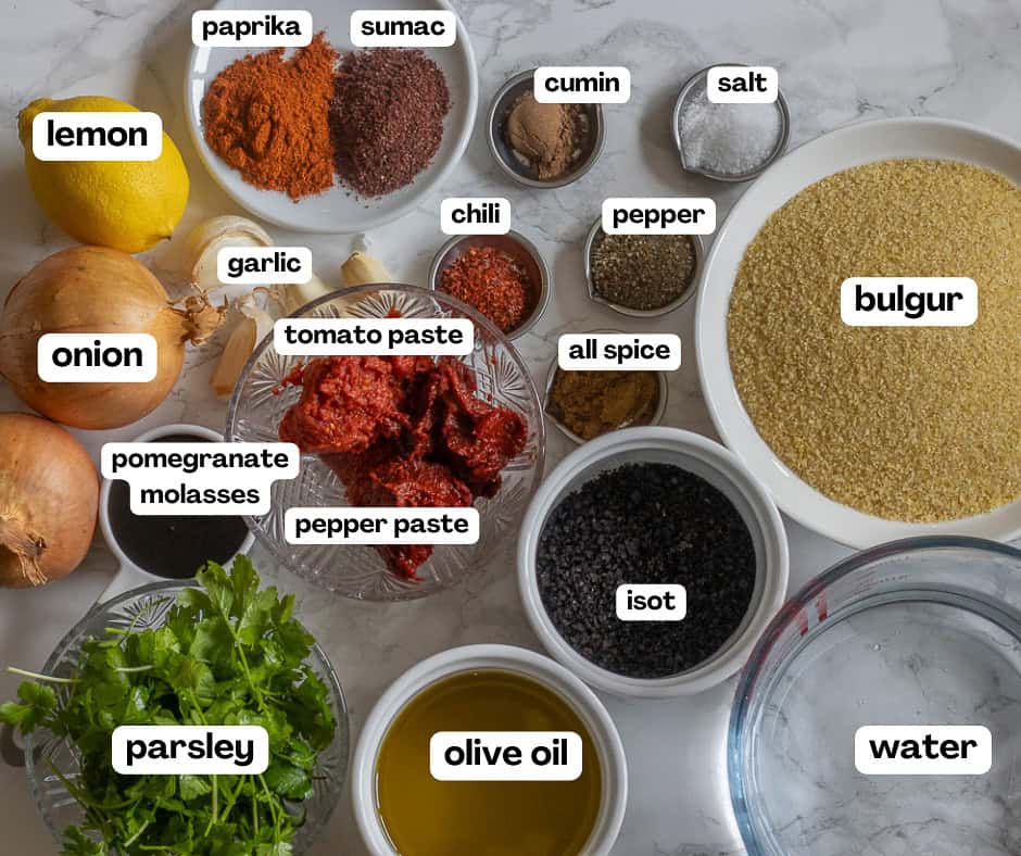 Labelled ingredients for the recipe.
