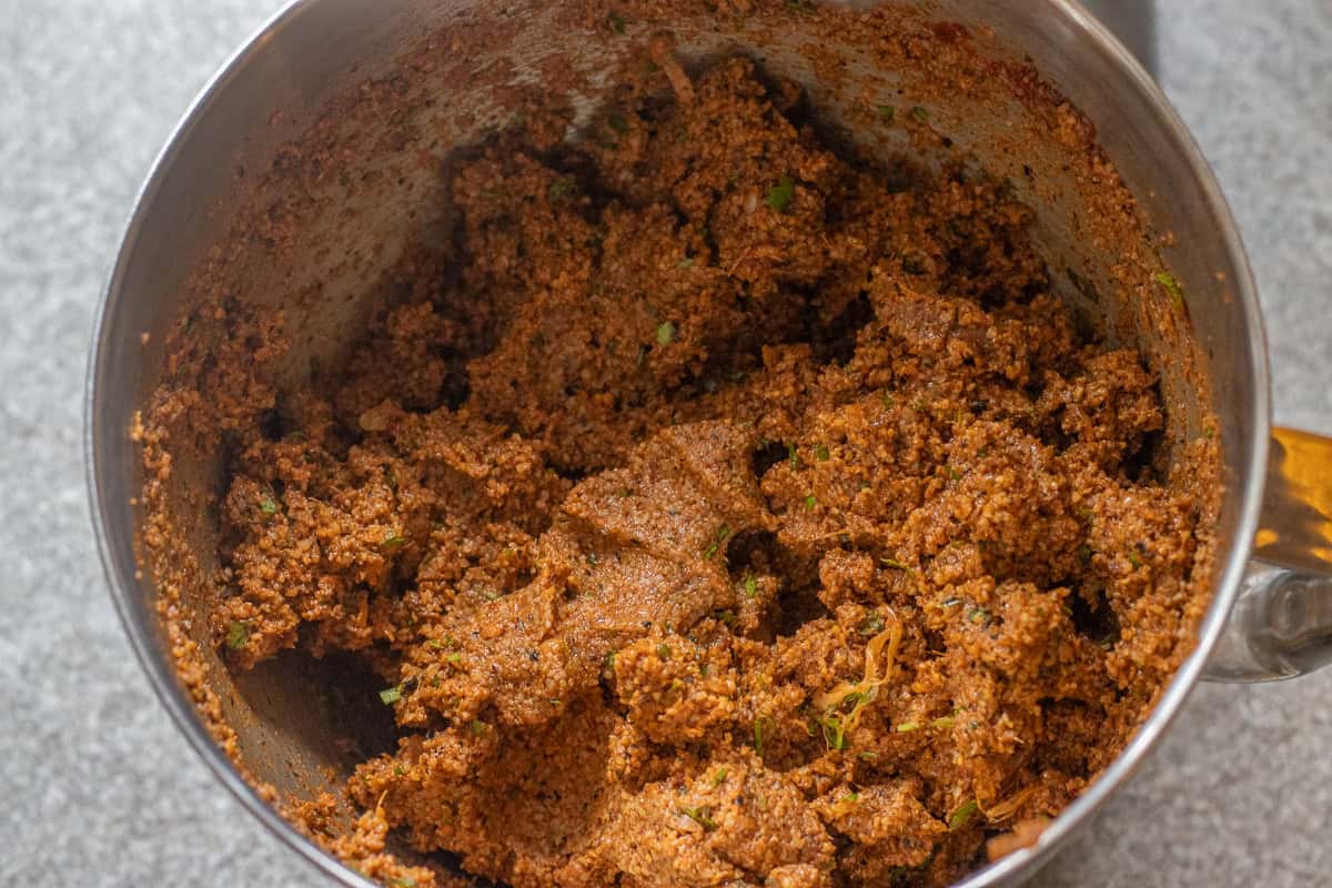 The mixture is ready to shape into patties.