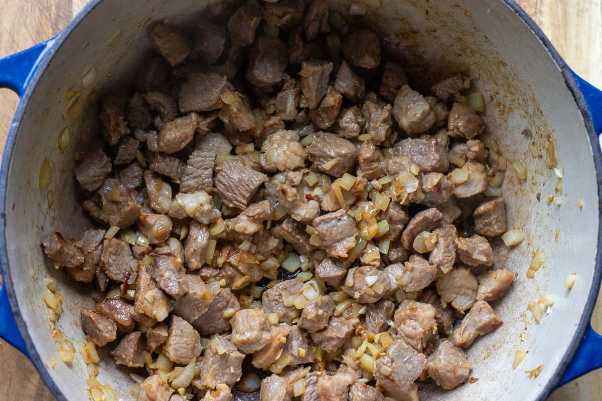 sautéing the onions