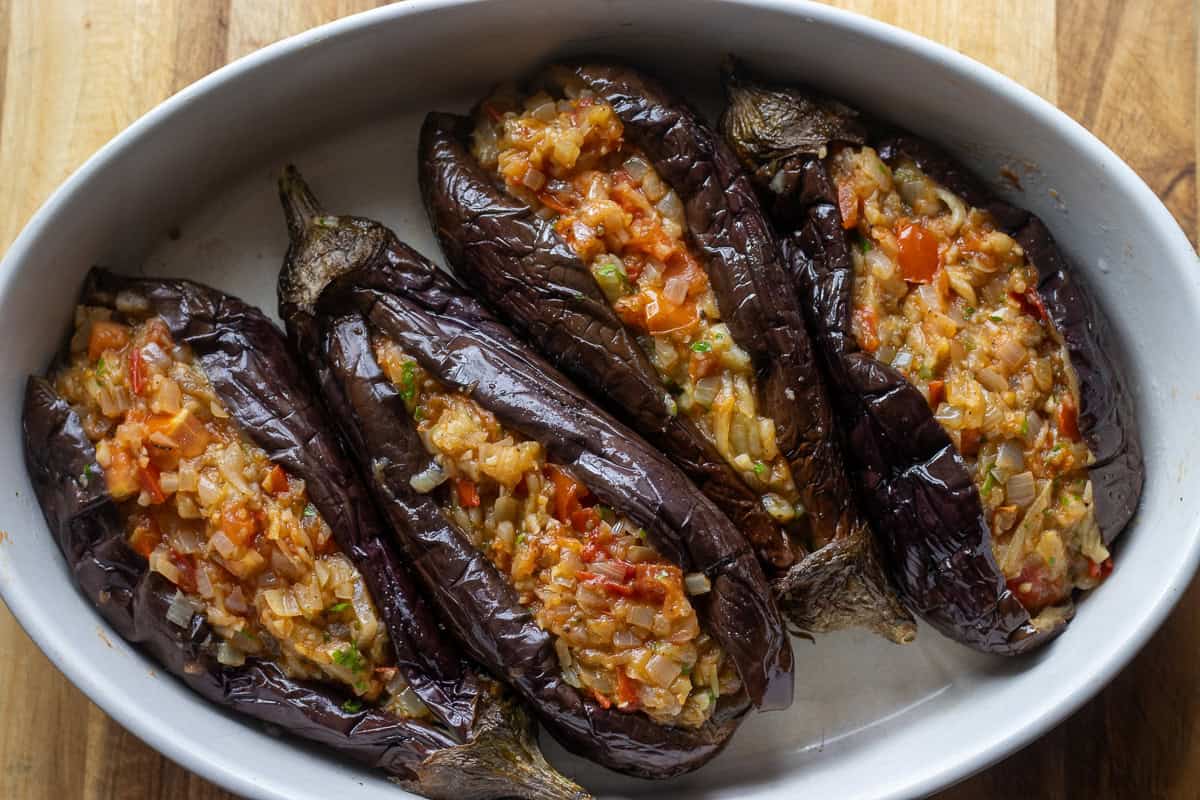 eggplants are stuffed with filling