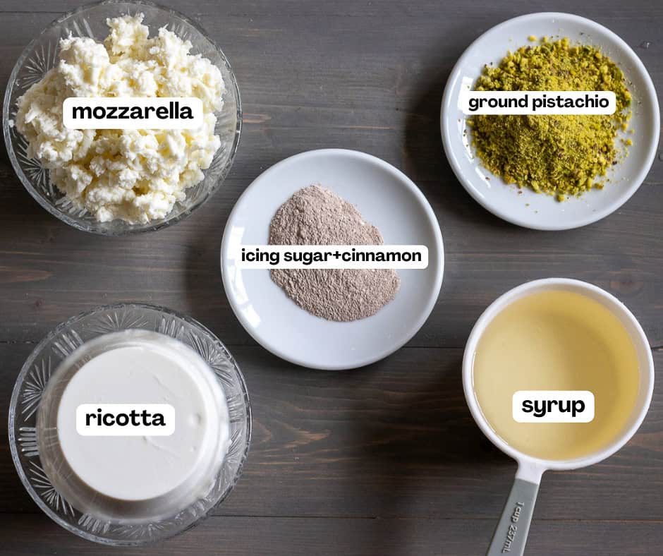 labeled picture of ingredients for qatayef filling