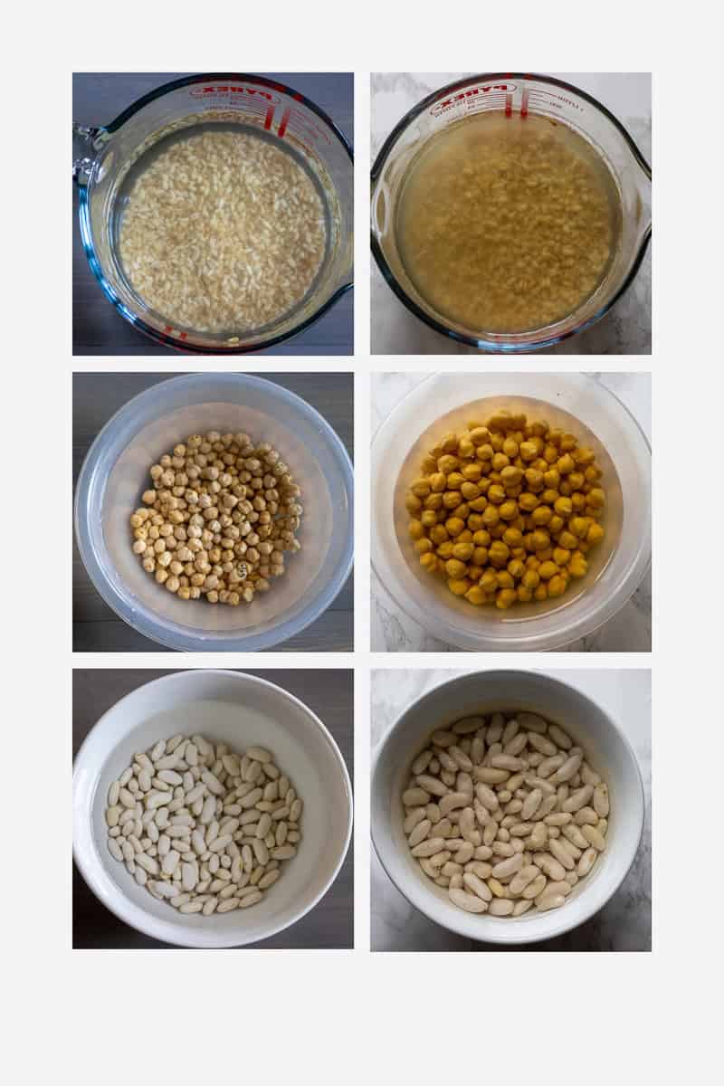 dried legumes before and after soaking