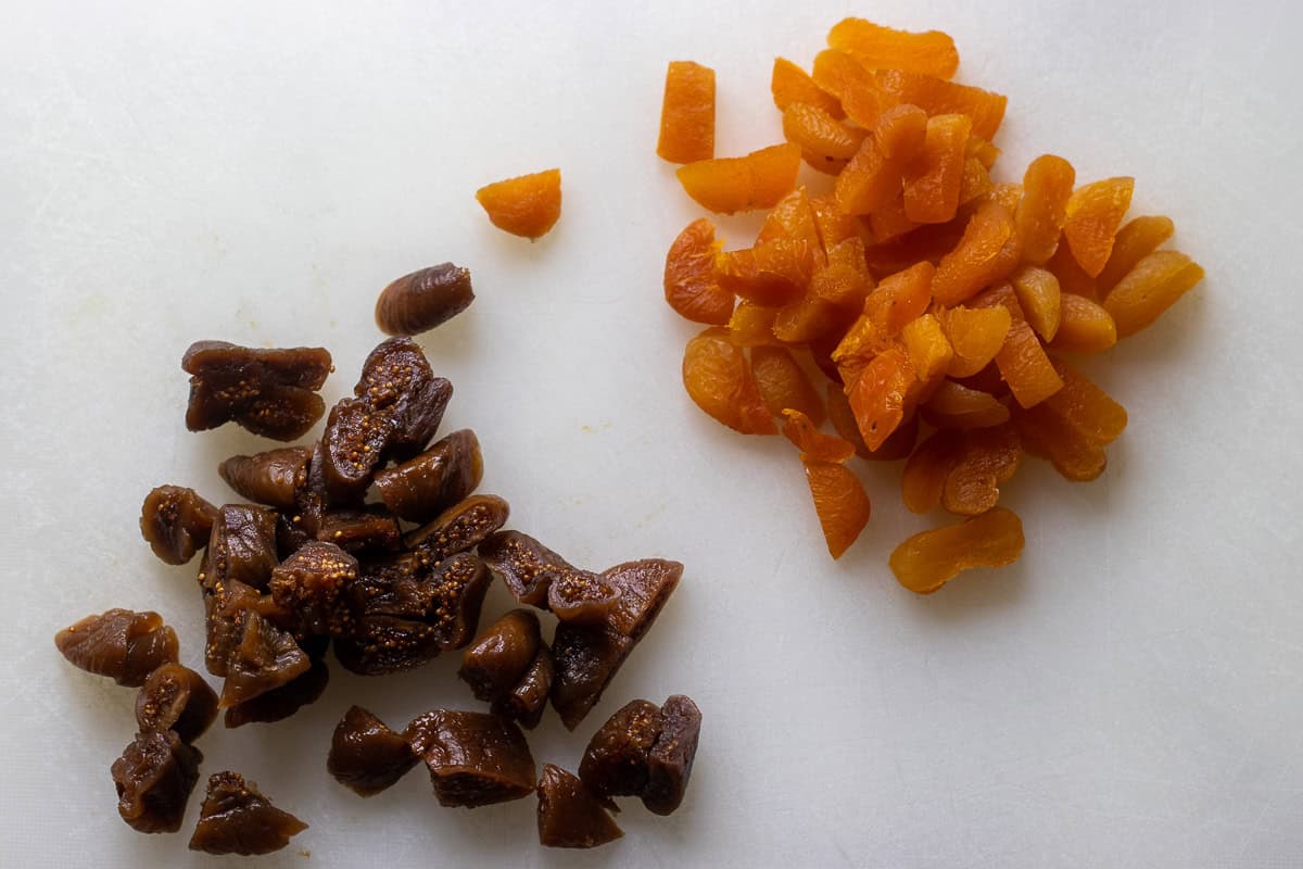 dried fruits chopped into small cubes