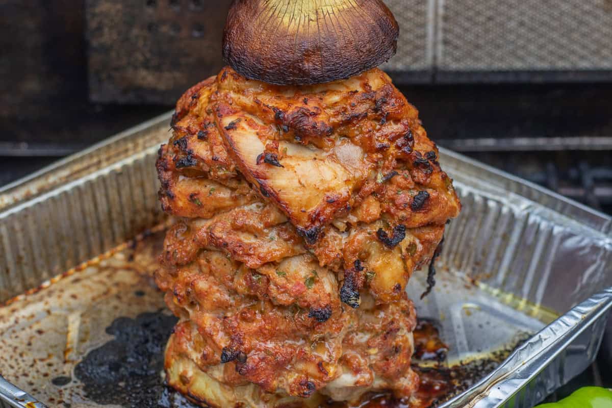 chicken doner kebab nicely charred on the outside