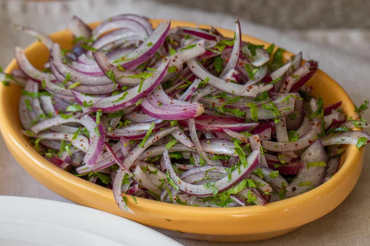sumac onions served in a dish