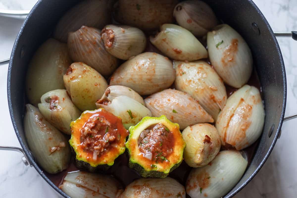 stuffed onions are ready to cook