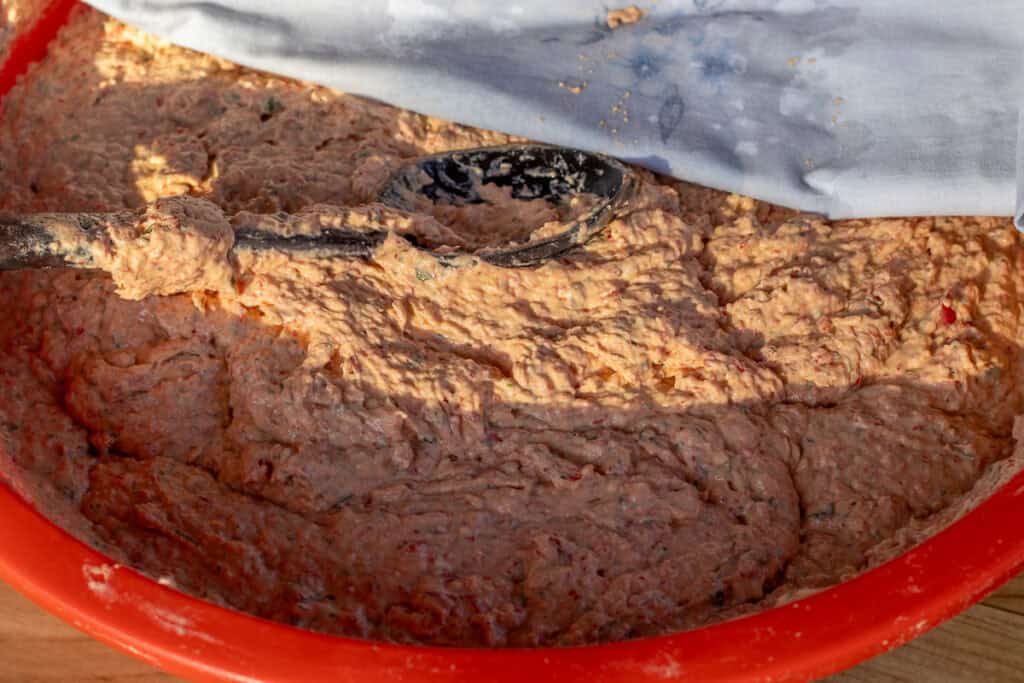 tarhana mixture after 3 days of fermentation