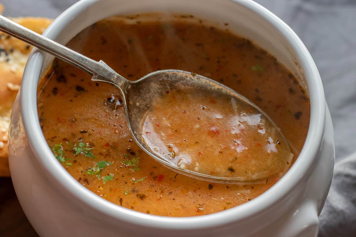 a spoonful of Turkish tarhana soup