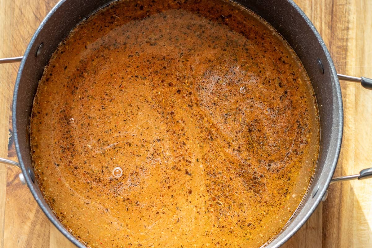 soaked tarhana powder is added to he pan