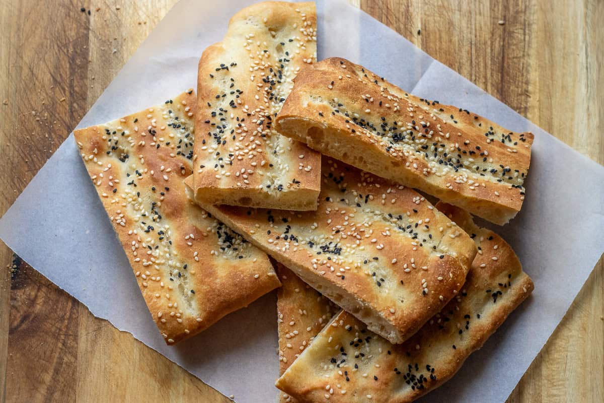 Barbara bread cut into 6 pieces