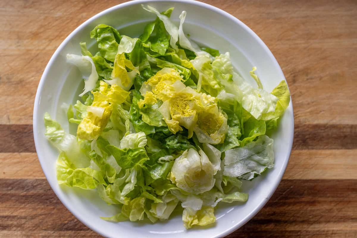 shredded lettuce is the base of shrimp cocktail