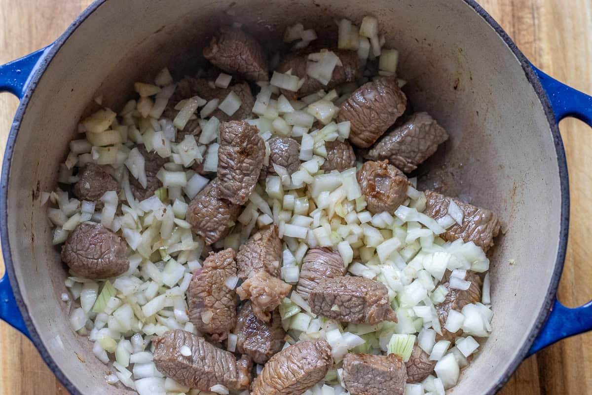 sautéing chopped onions and garlic until soft