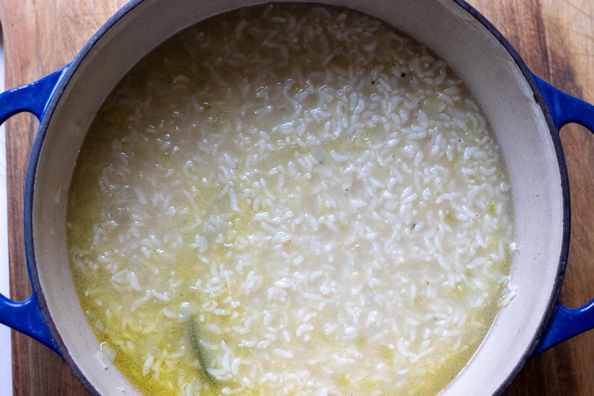 The rice is cooked until tender.