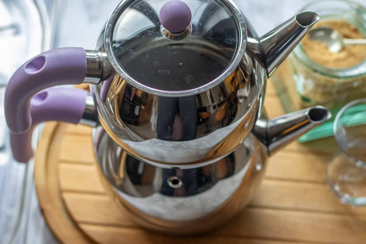 teapot set for making Turkish tea
