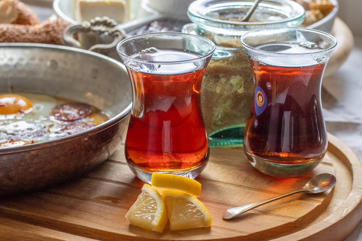 Turkish tea served for breakfast