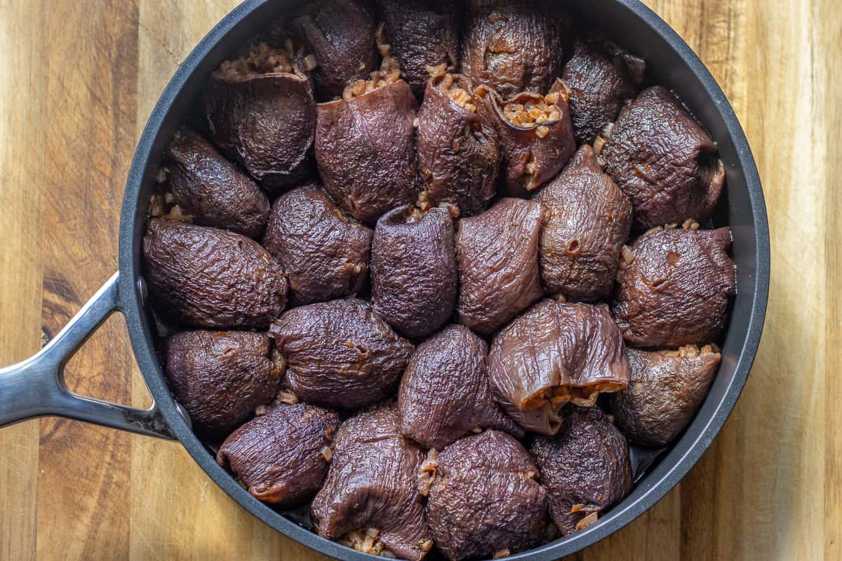 stuffed dried eggplants are cooked