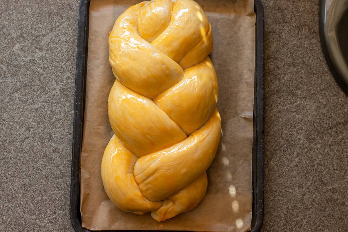 swiss bread roll is egg washed