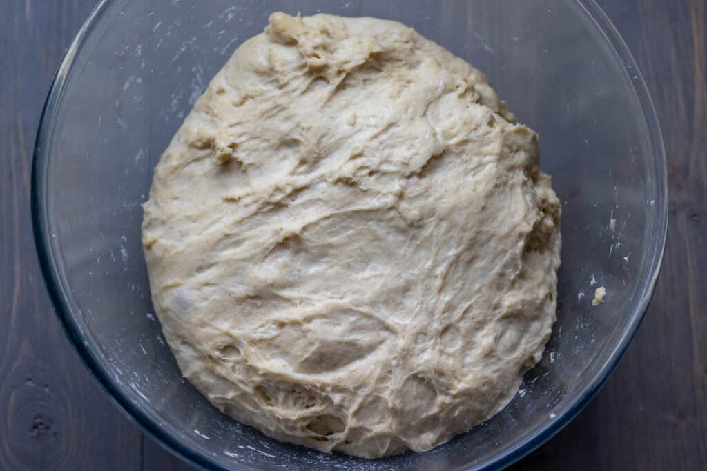 the dough for laffa bread after rising