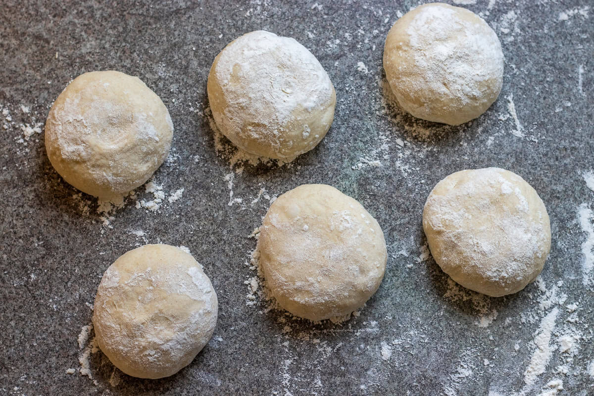 laffa dough is divided into 6 balls