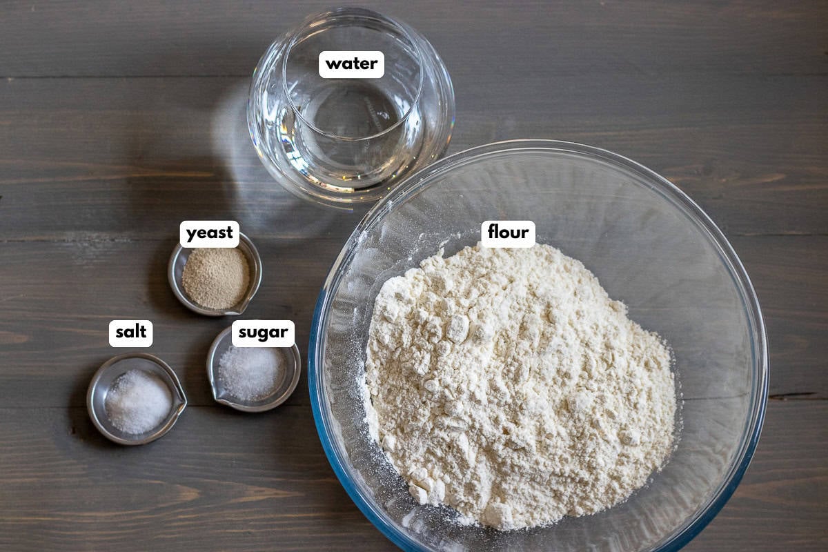 labelled picture of ingredients for lokma dough