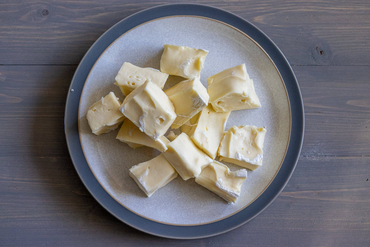 brie cheese trimmed and cut into cubes